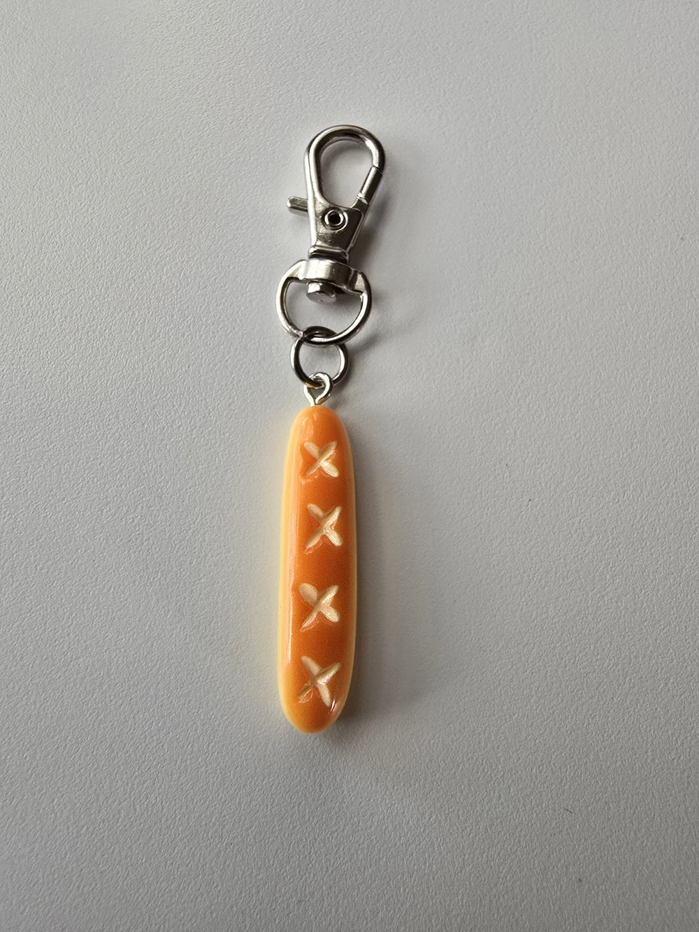 Set of 3 Orange Baguette Keychain Charms